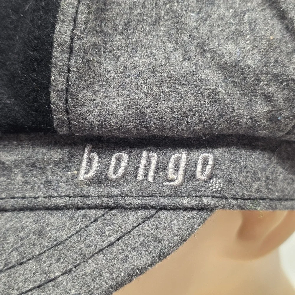 Bongo Womens Newsboy Gray Black Hat Cap Strapback Wool Blend